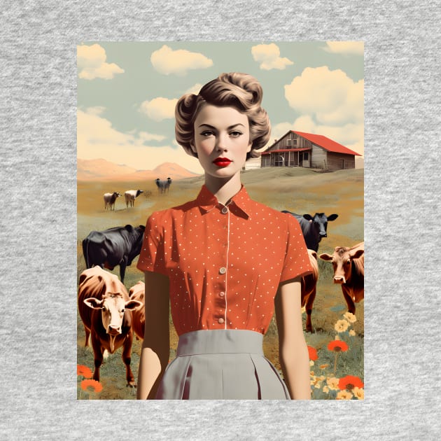 Vintage Farm Girl Pin Up Collage - Retro Chic Art Print by The Whimsical Homestead